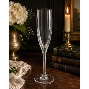 Faberge Bristol Atelier Crystal Champagne Flute 10 1/8" Signed Single Glass
